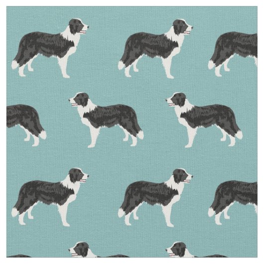 Border Collie Hund hellblau Stoff (Nahaufnahme)