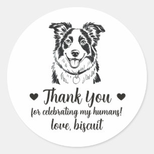 Border Collie Hund Hochzeitsgunst Aufkleber