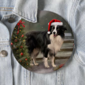 Border Collie Hund im Schnee Weihnachten Button (Beispiel)
