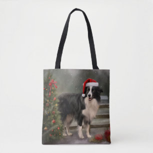 Border Collie Hund im Schnee Weihnachten Tasche