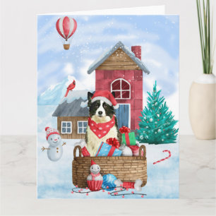 Border Collie Hund im Schnee Weihnachtshundhaus Karte