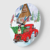 Border Collie Hund in Christmas Delivery LKW Schne Große Wanduhr (Winkel)
