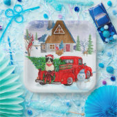 Border Collie Hund in Christmas Delivery LKW Schne Pappteller (Party)