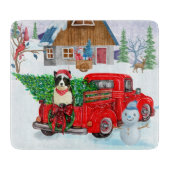 Border Collie Hund in Christmas Delivery LKW Schne Schneidebrett (Vorderseite)