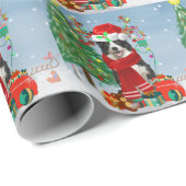 Border Collie Hund in Snow mit Weihnachtsgeschenke Geschenkpapier (Rolleneckpunkt)