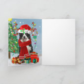 Border Collie Hund in Snow mit Weihnachtsgeschenke Karte (Innenseite)
