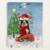 Border Collie Hund in Snow mit Weihnachtsgeschenke Planer (Vorderseite)