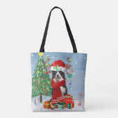 Border Collie Hund in Snow mit Weihnachtsgeschenke Tasche (Rückseite)
