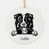 Border Collie Hund Keramik Ornament (Vorne)