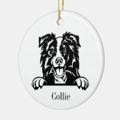 Border Collie Hund Keramik Ornament (Links)