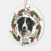 Border Collie Hund Keramik Ornament (Links)