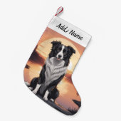 Border Collie Hund Kleiner Weihnachtsstrumpf (Vorderansicht (hängend))