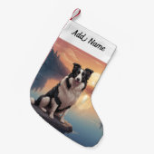 Border Collie Hund Kleiner Weihnachtsstrumpf (Vorderansicht (hängend))