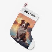 Border Collie Hund Kleiner Weihnachtsstrumpf (Vorderansicht (hängend))