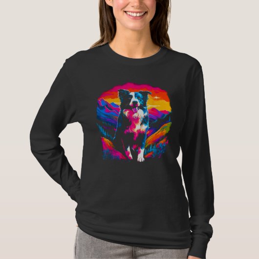 Border Collie Hund Künstler T-Shirt (Vorderseite)