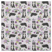 Border Collie Hund lila Flora Stoff (Muster)