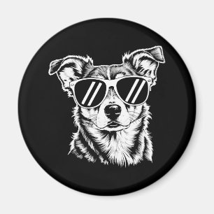 Border Collie Hund mit Sonnenbrille Vintage Hausti Magnet