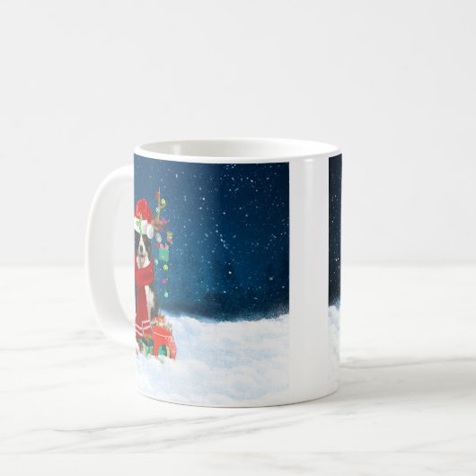 Border Collie Hund mit Weihnachtsgeschenken Kaffeetasse (Vorderseite Links)