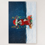 Border Collie Hund mit Weihnachtsgeschenken Puzzle (Vertikal)