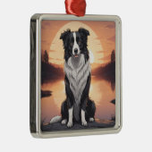 Border Collie Hund Ornament Aus Metall (Rechts)