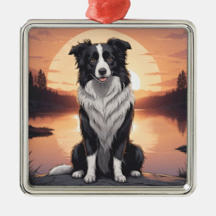 Border Collie Hund Ornament Aus Metall