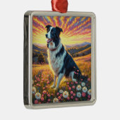 Border Collie Hund Ornament Aus Metall (Rechts)