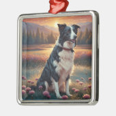 Border Collie Hund Ornament Aus Metall (Links)