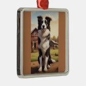 Border Collie Hund Ornament Aus Metall (Rechts)