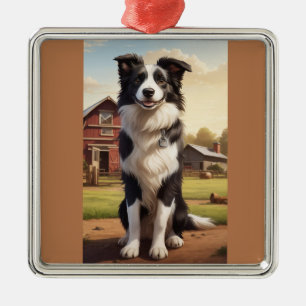 Border Collie Hund Ornament Aus Metall
