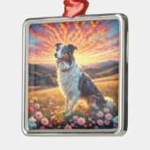 Border Collie Hund Ornament Aus Metall (Links)