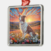Border Collie Hund Ornament Aus Metall (Links)
