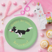 Border Collie Hund personalisierter Geburtstag Car Pappteller (Party)
