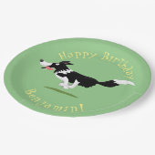 Border Collie Hund personalisierter Geburtstag Car Pappteller (Schrägansicht)
