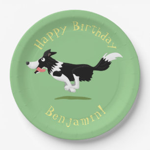 Border Collie Hund personalisierter Geburtstag Car Pappteller