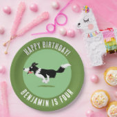 Border Collie Hund personalisierter Geburtstag Car Pappteller (Party)