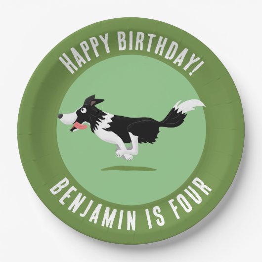 Border Collie Hund personalisierter Geburtstag Car Pappteller (Vorderseite)