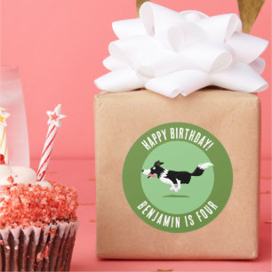 Border Collie Hund personalisierter Geburtstag Car Runder Aufkleber