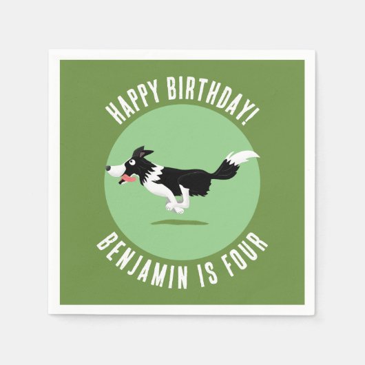 Border Collie Hund personalisierter Geburtstag Car Serviette (Vorderseite)