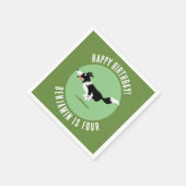 Border Collie Hund personalisierter Geburtstag Car Serviette (Ecke)