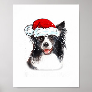 Border Collie Hund Santa Weihnachtsbeleuchtung Xma Poster