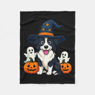 Border Collie Hund Schwarz Weiß Halloween Geister Fleecedecke