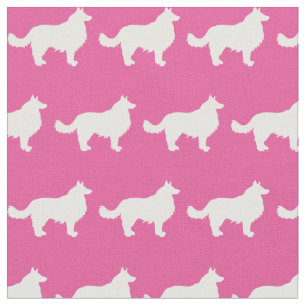 Border Collie Hund Silhouette Haustier Rosa Stoff