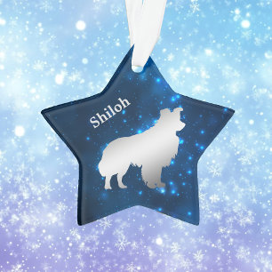 Border Collie Hund Stern Personalisierter Schmucka Ornament