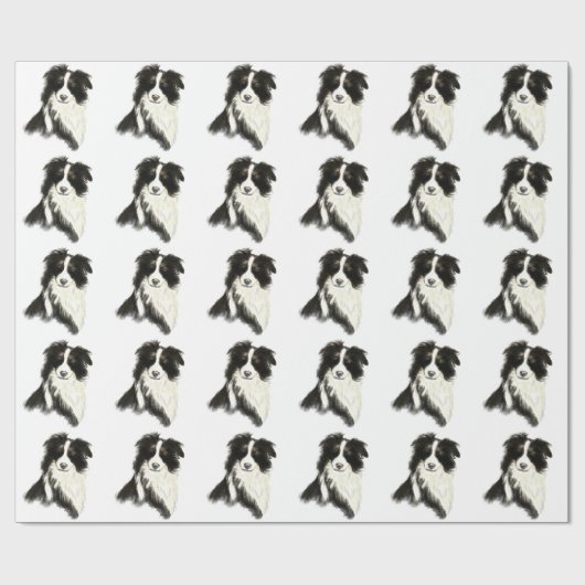 Border Collie Hund Tier Geschenkpapier (Flach)