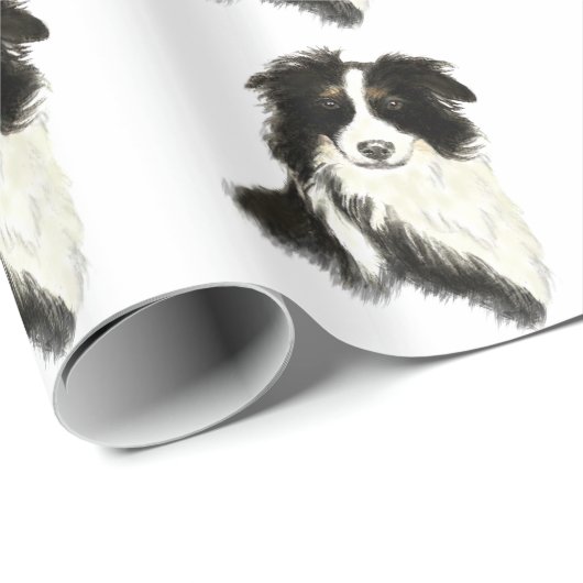 Border Collie Hund Tier Geschenkpapier (Rolleneckpunkt)