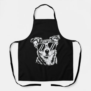 Border Collie Hund trägt Sonnenbrille Vintage Haus Schürze