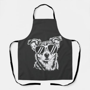 Border Collie Hund trägt Sonnenbrille Vintage Haus Schürze