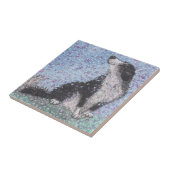 Border-Collie-Hund, träumend von der Blüten-Zeit Fliese (Seite)