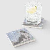 Border-Collie-Hund, träumend von der Blüten-Zeit Steinuntersetzer (Seitenansicht)