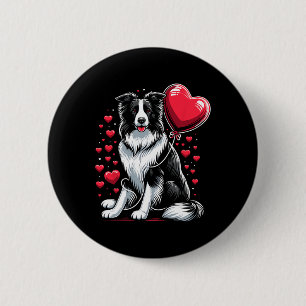 Border Collie Hund Valentinstag Hundebesitzer Vale Button